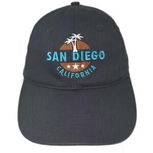 Ace Baseball Cap Black Blue San Diego Embroidered Adjustable Strapback Hat OS